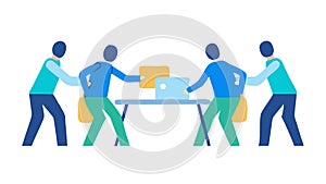 Team Collaboration Icon, Group of People Working Together at Table, vector design Generative AI