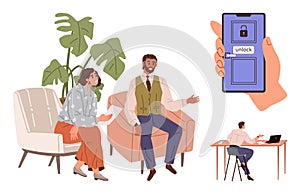 Team collaboration with mobile security and digital communication in a work environment