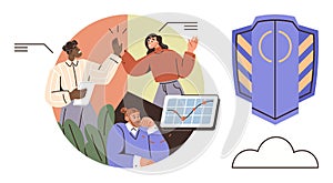 Team Collaboration and Security Concept with Data Insights and Cloud Protection