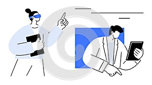 Team collaboration using digital tools and futuristic technology in workplace communication