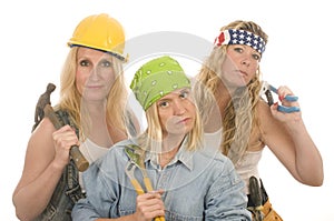 team contractor construction ladies tools