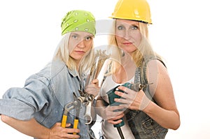 team contractor ladies with tools