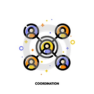 Team coordination icon for concept of participation in a group. Flat filled outline style. Pixel perfect 64x64