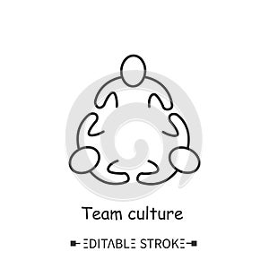Team culture line icon. Editable illustration
