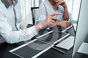 Team of Developer programmer working on coding program software computer in office, Writing website and development database