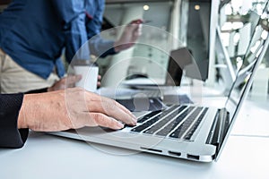 Team of developer programmer working on project in software development computer in IT company office, Writing codes and data code