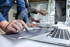 Team of developer programmer working on project in software development computer in IT company office, Writing codes and data code