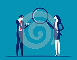 Team with development focus. Marketing research vector concept