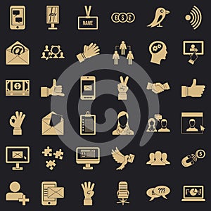 Team dialog icons set, simple style