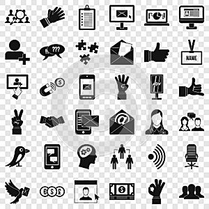 Team dialog icons set, simple style