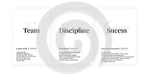 Team discipline and success definition, vector