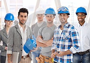 Team of diverse people from building industry