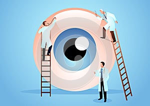 Team of doctors diagnose human eye