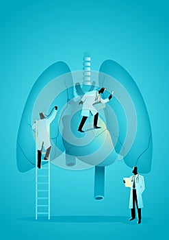 Team of doctors diagnose human lung and heart