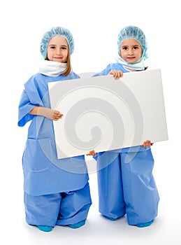 Team doctors with empty board
