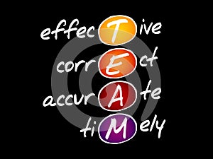 TEAM - Effective, Correct, Accurate, Timely