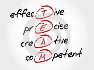 TEAM - Effective, Precise, Creative, Competent