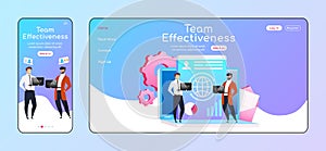 Team effectiveness adaptive landing page flat color vector template