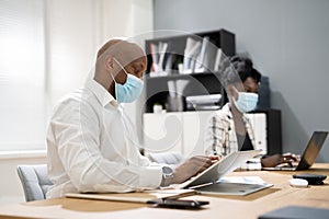 Team Employees Wearing Covid Face Mask