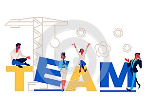 Team - flat design style colorful illustration on white background with bright creative headline.