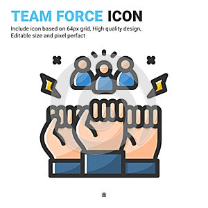 Team force icon vector with outline color style isolated on white background. Vector illustration teamwork sign symbol icon