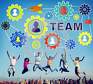 Team Functionality Industry Teamwork Connection Technology Concep photo