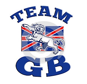 Team GB Lion attacking GB British union jack flag