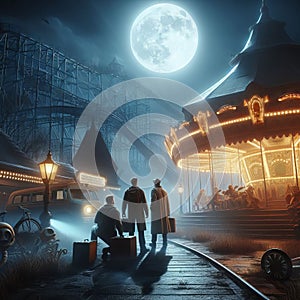 A team of ghost hunters investigating a haunted amusement prk