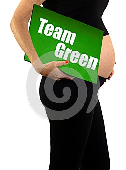 Team green or gender surprise pregnancy concept