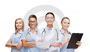 Team or group of female doctors and nurses