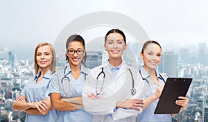 Team or group of female doctors and nurses