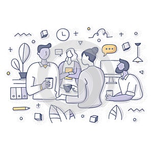 Team Having Coffee Break at Work Concept