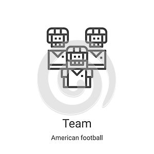 team icon vector from american football collection. Thin line team outline icon vector illustration. Linear symbol for use on web