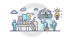 Team Innovation: Collaborative Problem Solving Building Ideas, vector design Generative AI