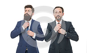 Team of innovators. Business team. Business people concept. Men bearded wear formal suits. Well groomed business men photo