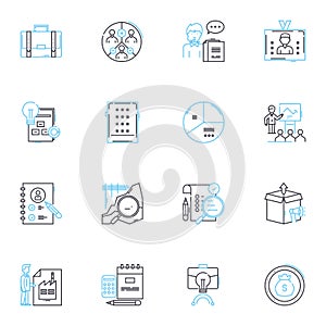 Team Leaders linear icons set. Motivational, Strategic, Decisive, Empathetic, Inspirational, Organized, Collaborative