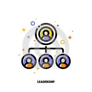Team leadership icon for corporate management or business leader training concept. Flat filled outline style. Pixel perfect 64x64