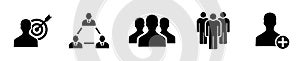 Team marketing recruiting business icon set