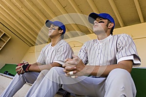 Team-Mates Sitting In Dugout