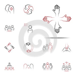 team morale colored hand drawn icon. Team icons universal set for web and mobile