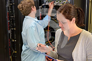 Team of network technician in datacenter