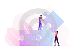 Team, Partnership and Teamwork Cooperation Concept. Business People Connecting Puzzle Elements. Businessman