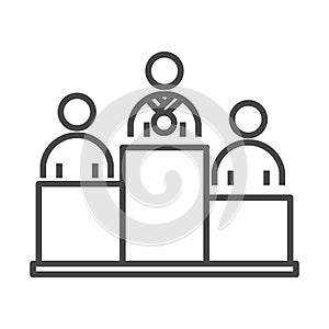 Team people participant podium places runner sport line icon design