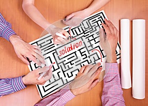 Team of people top view