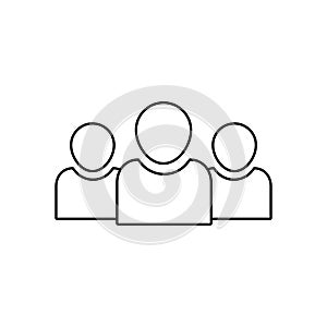 Team people vector line icon. Squad of people outline icon. Community business concept. Social unity or diversity symbol. Flat