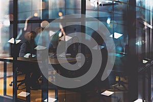 Team of people work together in office. Concept of teamwork and partnership