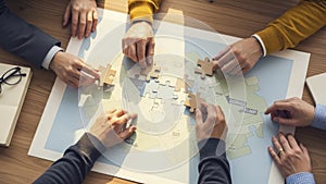 Team Planning Project Around Table Map