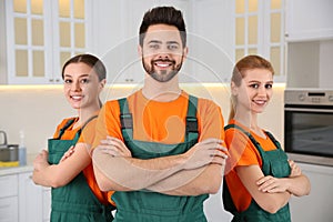 Team of professional janitors. Cleaning service