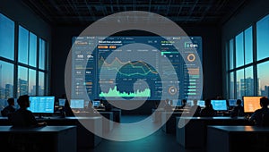 Professionals Monitoring Data in Modern Control Room