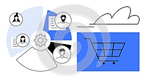 Collaborative Teamwork and E-Commerce Concept with Data Insights Visualization